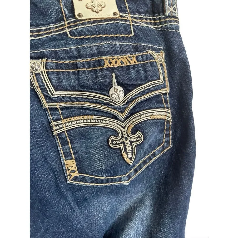 Rock Revival Mens Blue Mid-rise Pablo Relaxed Straight Denim Jeans Size 40